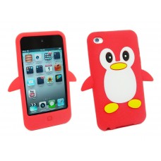 iPod Touch 4 - 3D Silicone Penguin Soft Protective Phone Cover Case - Red